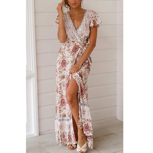 Floral Print Boho Maxi Dress - Picture 2 of 4